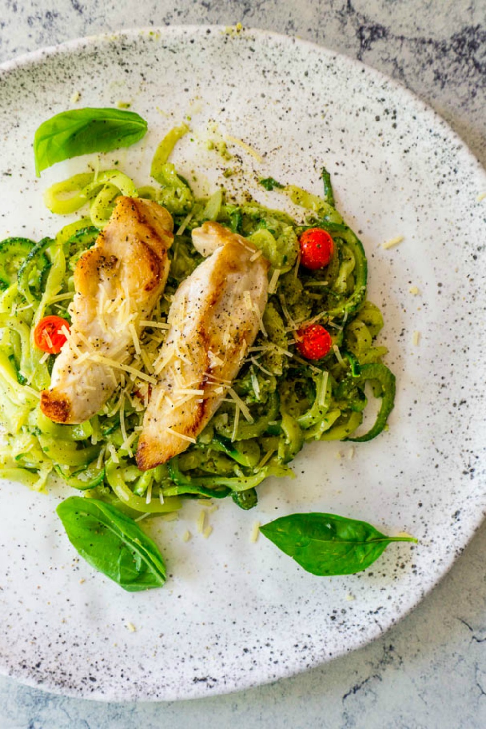 pesto chicken and zoodles
