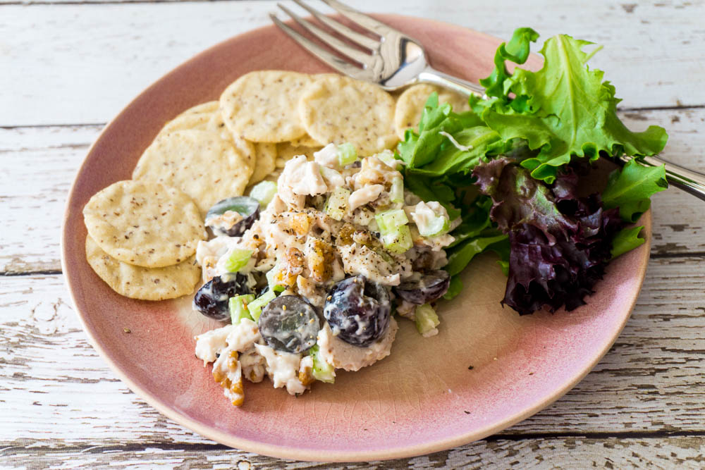 nutty chicken salad with grapes